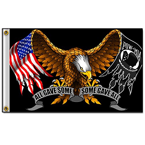Biker Flag - ALL GAVE SOME, SOME GAVE ALL POW MIA Eagle - 3" x 5"