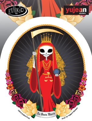 Evilkid, SANTA MUERTE, UV In/Out Weather Protected, Extra Long Lasting Die-Cut Vinyl STICKER / DECAL - 4.75" x 4"