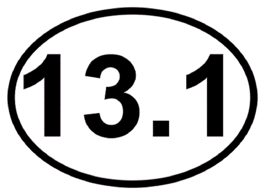 HALF MARATHON Sticker - Orignal Artwork Vinyl - Reflective Oval Decal Sticker - 3.5" x 4.75"