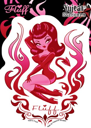 Fluff - Naughty Devil Sass Girl - 4.25" x 5.25" - Weather/UV Resistant, Vinyl Die-Cut STICKER Decal