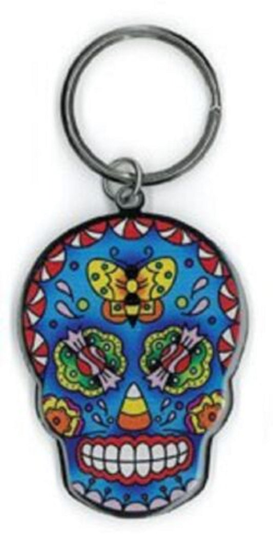 Sunny - Candy & A Butterfly Suger Skull - Cute Metal Keychain - 1.75" x 2.5" NEW