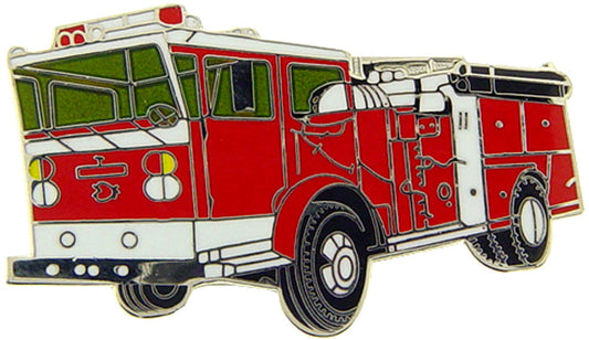 FIRE & EMS, TRUCK - Original Artwork, Expertly Designed PIN Red - 1.625"