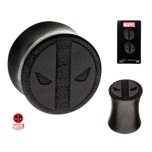 Marvel, Deadpool Double Flare Iron Wood Plugs - 7/16" 716PR