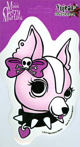 Miss Cherry Martini Girl Chihuahua Sticker- 6" x 3" - Long Lasting Sticker DECAL
