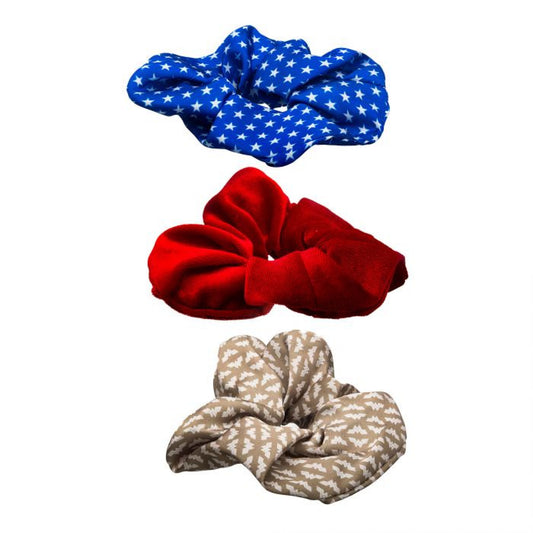 DC COMICS, WONDER WOMAN LOGO SCRUNCHIES - Elastic Hairbands Officially Licensed Novelty Hair SCRUNCHIES - Set Of 3