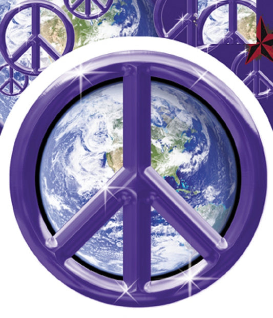 PURPLE EARTH PEACE STICKER - Matt Stewart Art's Purple Earth Orignal Artwork In / Out Door STICKER, Size - 4.75" Round