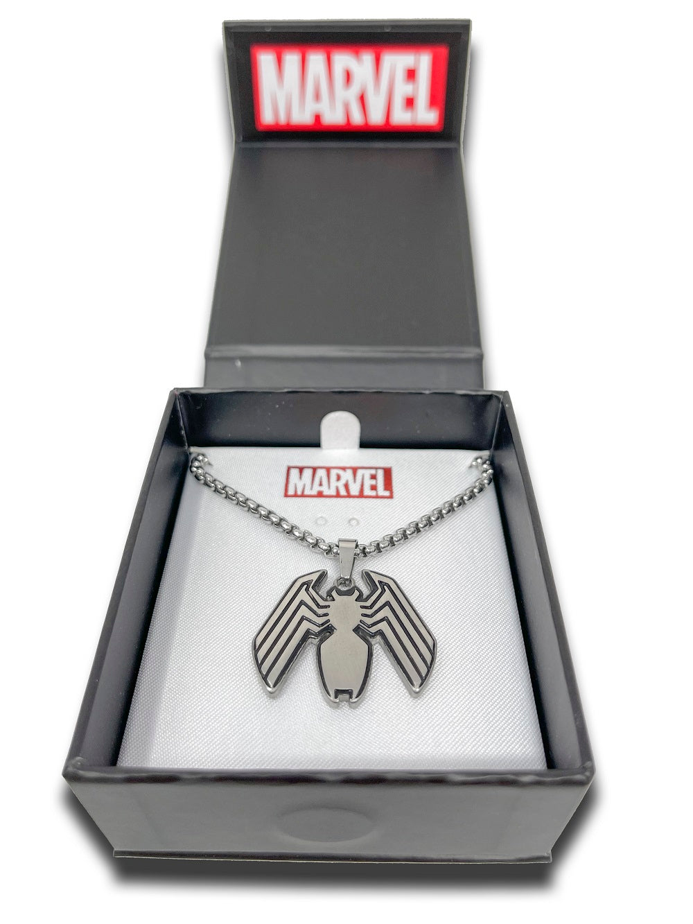 MARVEL VENOM NECKLACE - Marvel Movies Officially Licensed Stainless Steel VENOM Logo Pendant NECKLACE with 22" Chain