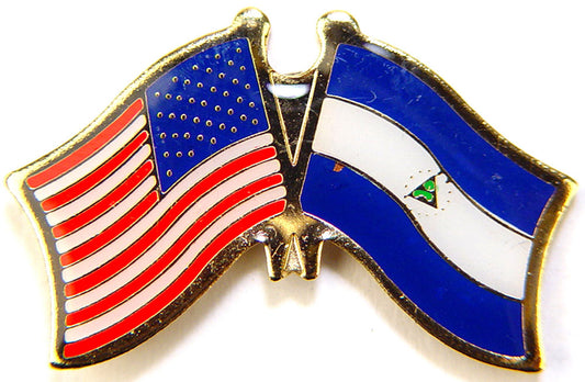 INTERNATIONAL, USA & NICARAGUA Cross Flags - Original Artwork, Expertly Designed PIN - 1.125"