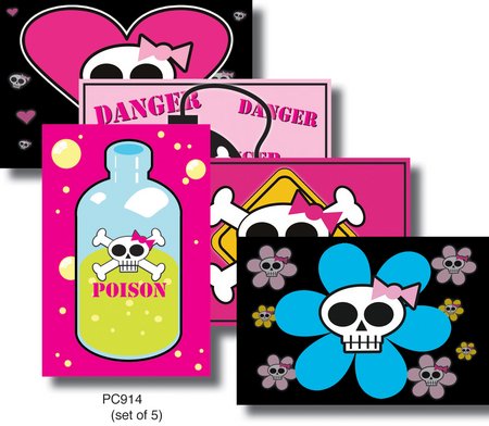 5 x Cruise Ship Drummer! POST CARDS, Adorable Sweet Fiend Skulli Collectable Frameable Postcard Pack - 4" x 6" Inches