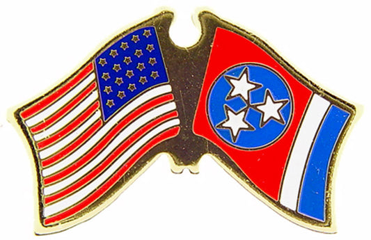 USA STATES, USA & TENNESSEE Cross Flags - Original Artwork, Expertly Designed PIN - 1.125"