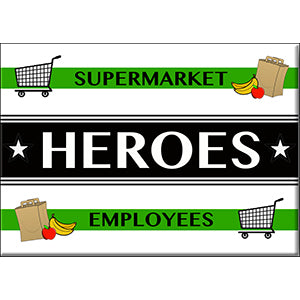 HEROES of COVID-19, Supermarket Employees Heros Magnet - Quality Original Artwork Fridge Magnet, Size - 2.5" x 3.5"