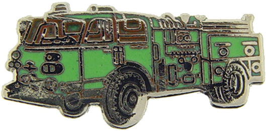 FIRE & EMS, TRUCK With PUMP - Original Artwork, Expertly Designed PIN Green - 1"