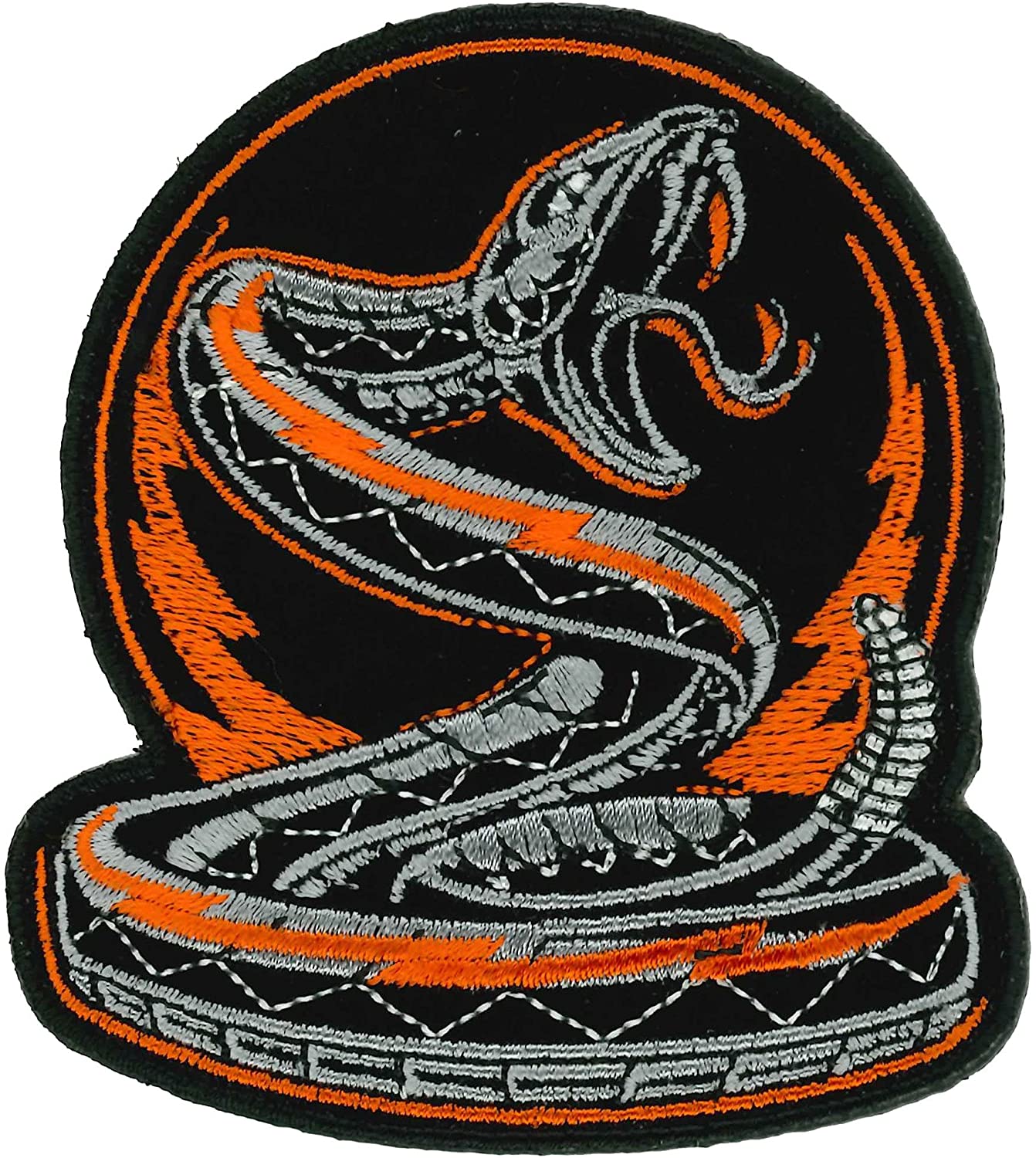 RATTLER EMBLEM, PATCH - High Thread Iron-On Heat Sealed Backing Sew-On Biker's Patch - 3" x 3.5"