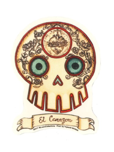 Maryann Luera - El Corazon Loteria Day of the Dead Skull - Sticker / Decal