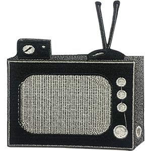 60's Retro TV - Sew Iron on, Embroidered Original Artwork - Patch - 3.3" X 3.6"