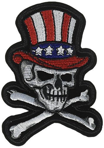 Skulls Top Hat Skull, Officially Licensed, Iron-On / Sew-On, Embroidered PATCH - 3.1" x 4.4"