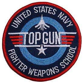 TOP GUN UNITED STATES NAVY FIGHTER WEAPONS SCHOOL PATCH - USA American Navy Embroidered Artwork Patriotic Iron On Sew On Patch - 3"