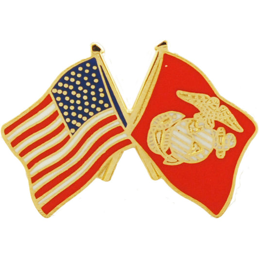 U.S. MARINES, Cross Flag USA & USMC Small - Original Artwork, Expertly Designed PIN - 1"