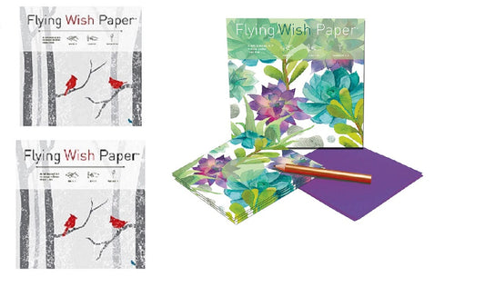Flying Wish Paper Combo Set, 2 x Winter Wishes Large Kits + FREE Cactus Green Mini Kit Set - Write it, Light it & Watch it Fly - (3 x Sets)