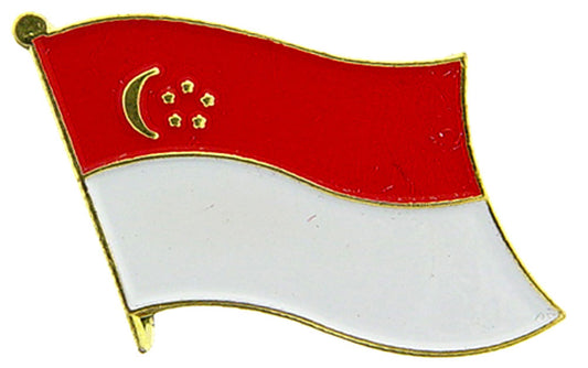 INTERNATIONAL FLAG "SINGAPORE" PIN, Officially Licensed Patriotic Singapore Flag Logo Artwork, Expertly Designed PIN, 1"