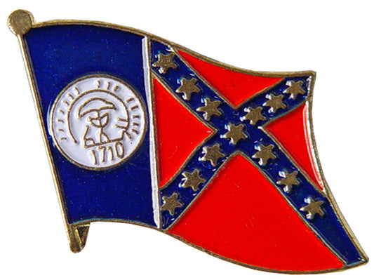American Flag Pin, US STATES GEORGIA OLD Flag - Novelty Patriotic Enamel Lapel PIN - 1"