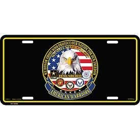 American Warriors License Plate, Patriotic and Military Gifts Plate - 6" X 12"
