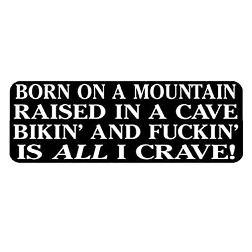 Born On A Mountain Raised In a Cave Helmet Stickers - Artwork Decals, 4" x 1"
