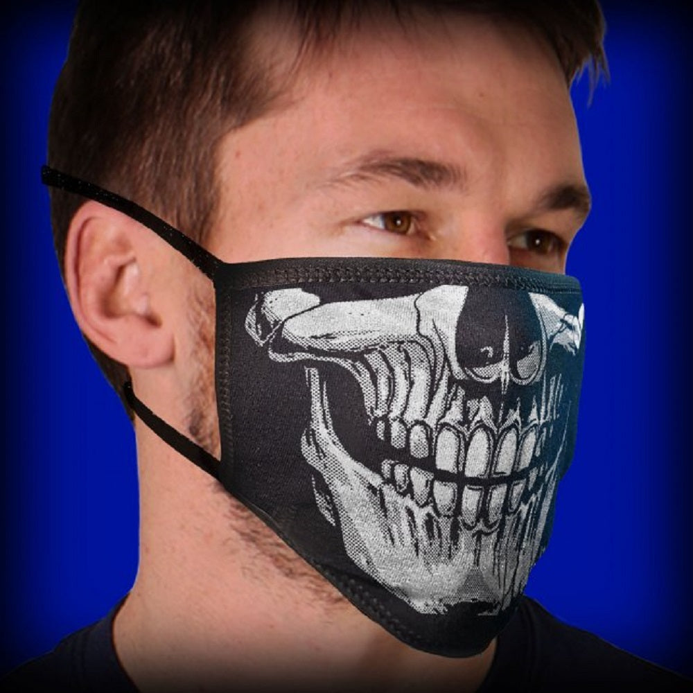 Skull Design Face Mask - Two Ear Holes Cover Nose and Mouth, Washable Comfortable & Breathable Double layer Face Mask