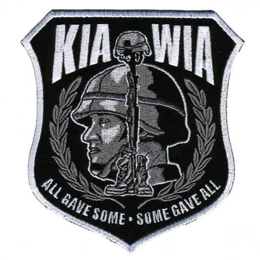 ALL GAVE SOME; SOME GAVE ALL, Iron-On / Saw-On Rayon MILITARY KIA MIA PATCH - 4" x 4"