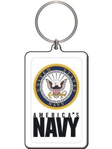NAVY LOGO LUCITE, Officially Licensed Artwork - High Quality Metal KEYCHAIN