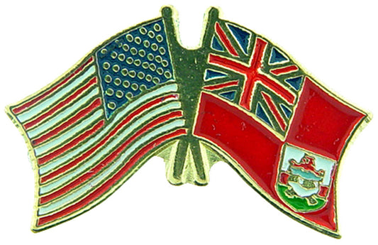 INTERNATIONAL, USA & BERMUDA Cross Flags - Original Artwork, Expertly Designed PIN - 1.125"