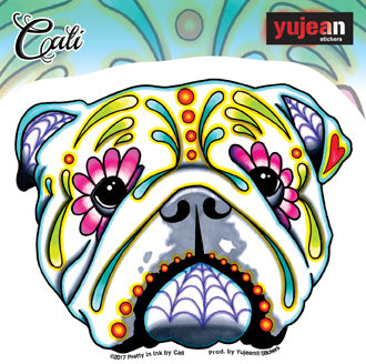 Cali's English Bulldog, Officially Licensed Original Artwork, 3.75" x 4.5" - Sticker DECAL
