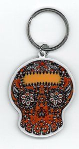 Maryann Luera - Orange Sugar Skull - Metal Keychain