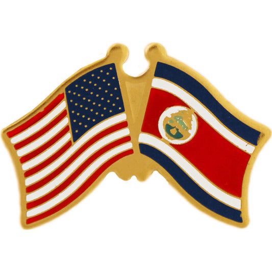 INTERNATIONAL, USA & COSTA RICA Cross Flags - Original Artwork, Expertly Designed PIN - 1.125"