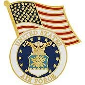 United States Air Force EMBLEM/USA FLAG -, PIN - 1.25"
