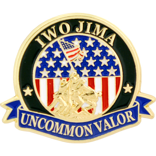 U.S. MARINES, USMC IWO JIMA UNCOMMON VALOR - Original Artwork, Expertly Designed PIN - 1"