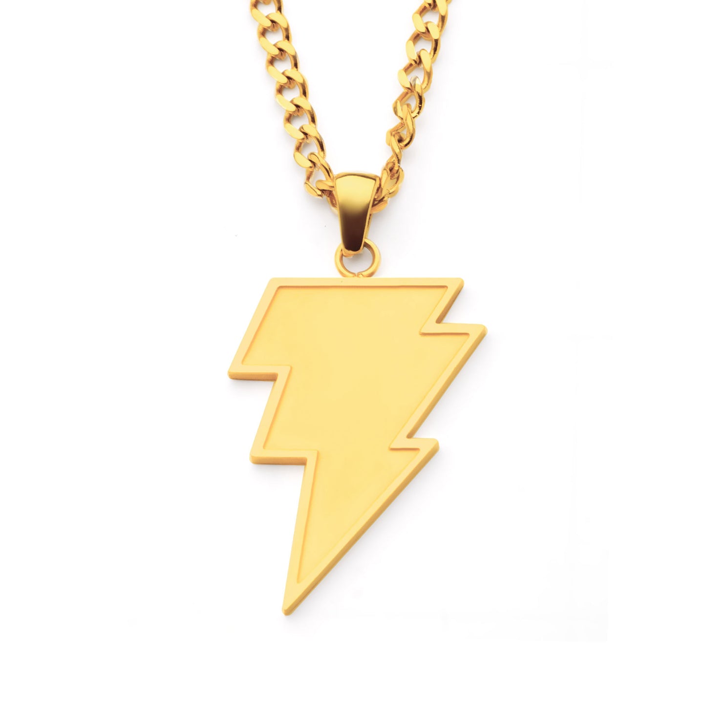DC Comics BLACK ADAM GOLD PLATED LIGHTNING NECKLACE - Officially Licensed Warner Bros. Lightning Bolt Pendant - Chain