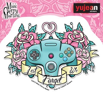 Miss Cherry Martini - GIRL CONTROLLAR - 3.5" X 4.75" - Extra Long Lasting, In/Outdoor, Weather/UV Resistant, Clear Back,