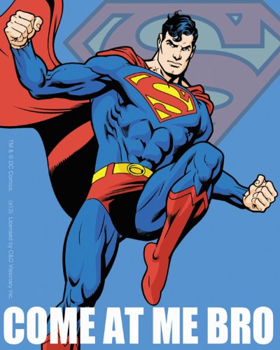 Licenses Products DC Comics Superman Come at Me Bro Jumping Blue Sticker