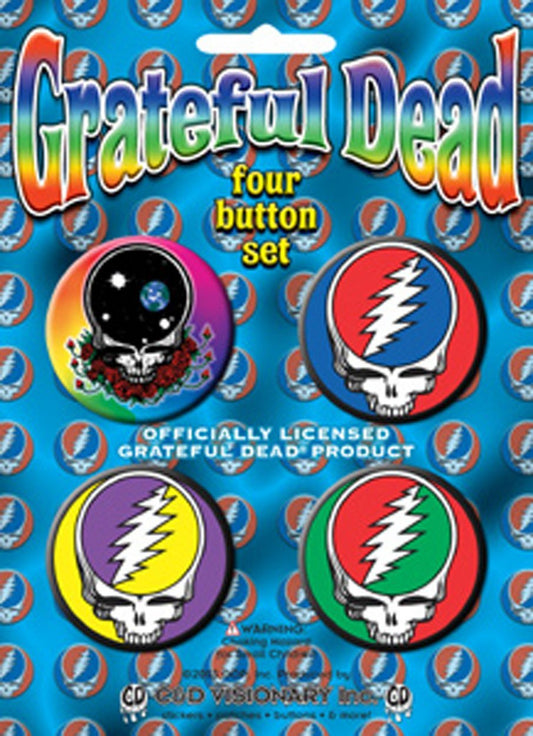 Licenses Products Grateful Dead-Space Your Face Assorted Artworks 1.5" Button Set, 4-Piece