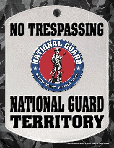 No Trespassing Sign - "NATIONAL GUARD TERRITORY" - Laminated - 8.5" x 11"