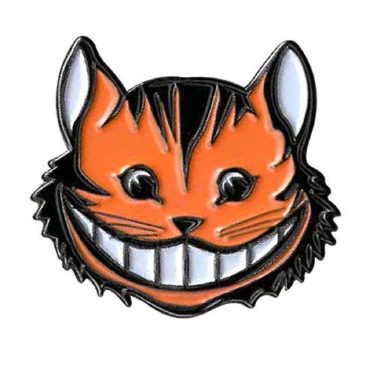 CHESHIRE CAT ENAMEL PIN - Orange Cheshire Cat with Crazy Smile Novelty Backpack Cute Enamel Lapel PIN