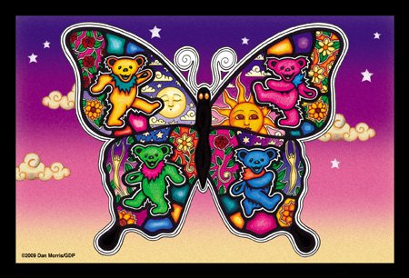 Dancing Butterfly - Dan Morris, Grateful Dead Set of 2 Mailable POSTCARD for Travel Holiday Thank you Cards - 6" x 4"