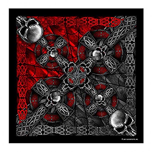 Bikers Bandanas Collection Original Design, 21" x 21" - BANDANA CELTIC CROSS & GOTHIC SKULLS