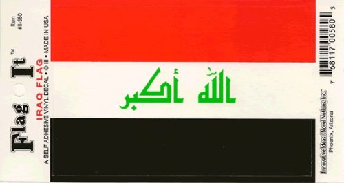 Iraq flag decal for auto, truck or boat