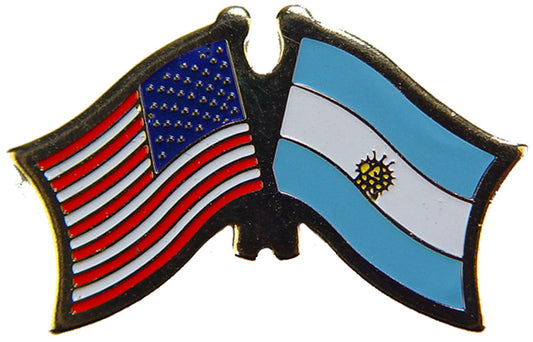 INTERNATIONAL, USA & ARGENTINA Cross Flags - Original Artwork, Expertly Designed PIN - 1.125"