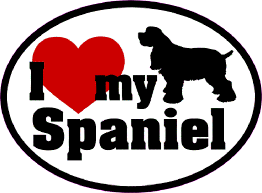 I LOVE MY SPANIEL Sticker - Orignal Artwork Vinyl - Dog Lover's Oval Decal Sticker - 3.5" x 4.75"