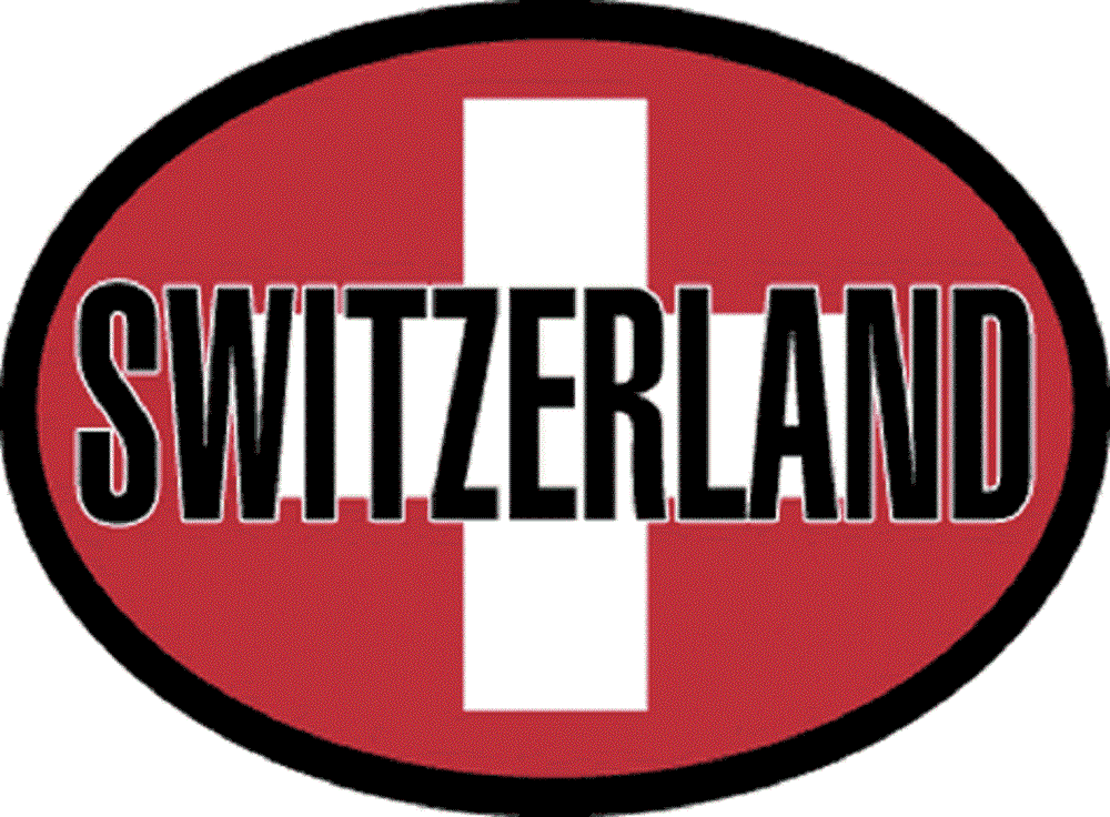 SWITZERLAND With FLAG Sticker - Orignal Artwork Vinyl - Reflective Germanic Oval Decal Sticker - 3.5" x 4.75"