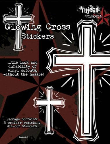 Rollin Low - White Glowing Cross - Set of 3 White Stickers / Decals