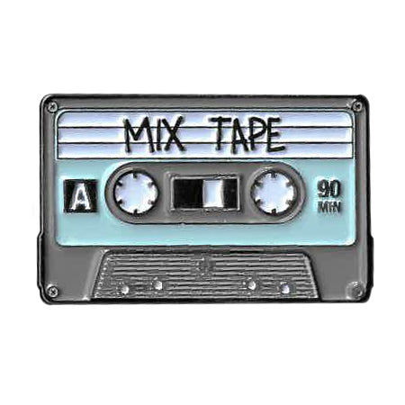 CASSETTE ENAMEL PIN - Matt Stewart Art's "CASSETTE MIX TAPE" Backpack Enamel Lapel Pin - 1.25" x 0.75"